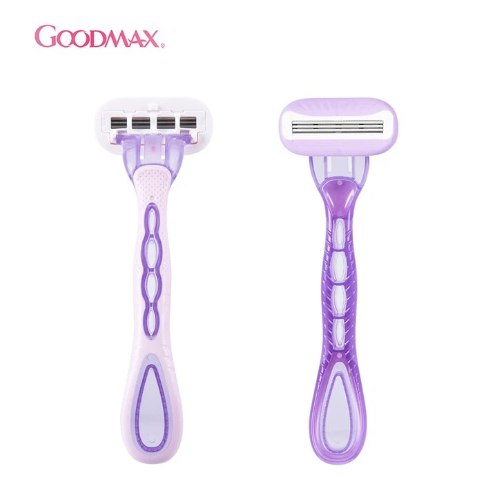 Maquinilla de afeitar desechable de triple hoja con espalda abierta